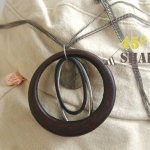 正韓自然風多層木質圈金屬貝吊飾長項鍊-N90303024S1B00